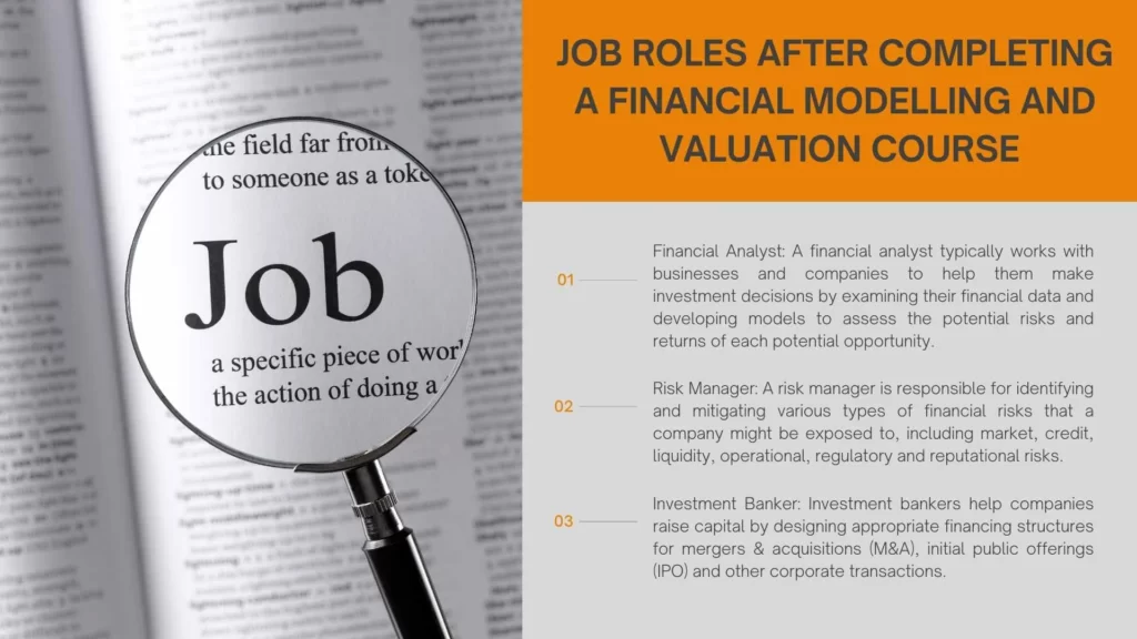 Job roles after completing a financial modelling and valuation course