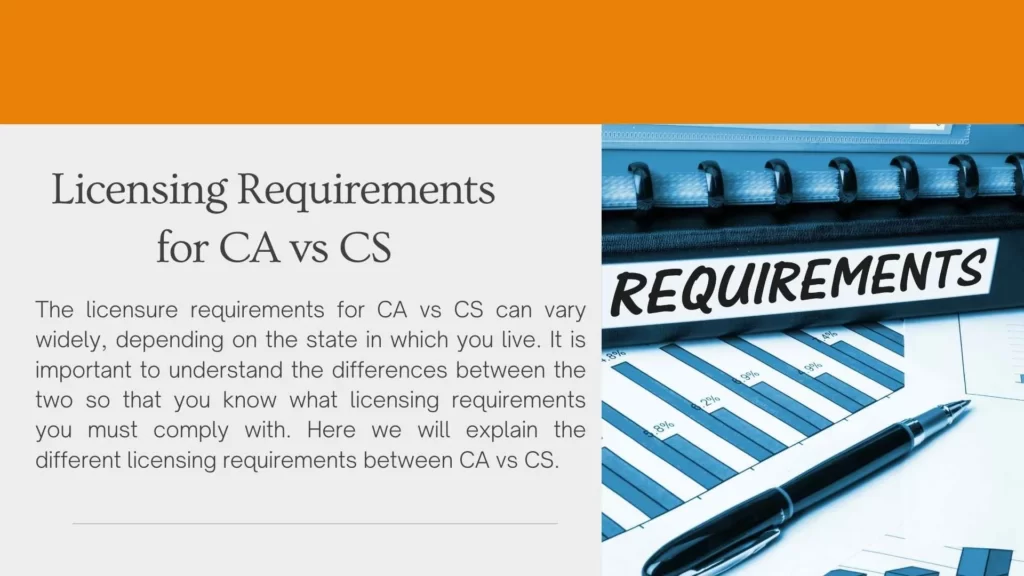 Licensing Requirements for CA vs CS
