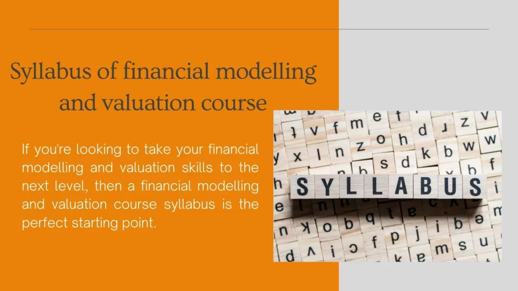 Syllabus of financial modelling and valuation course